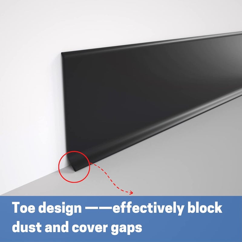 COUKIU Flexible Baseboard Molding Trim, 6 Inch x 40 Feet Self-Adhesive Vinyl Wall Base Cove Base, Peel and Stick Rubber Wall Base Moulding Trim(S152, Black) - Image 5